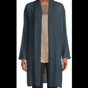 New W Tags Eileen Fisher High draped collar sheer silk jacket